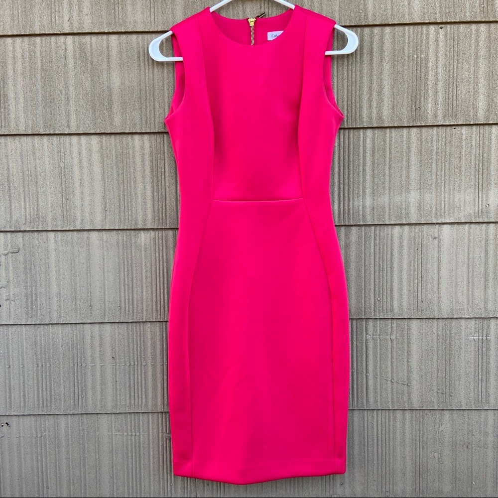 NWT Calvin Klein Bright Pink Bodycon Dress size 2